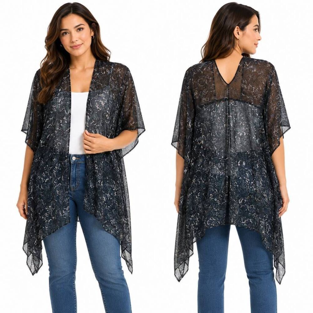 Maurices Lace Kimono Black One Size